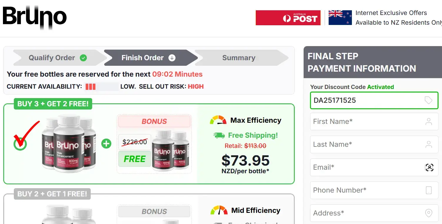 Bruno Male Enhancement NZ Order Page